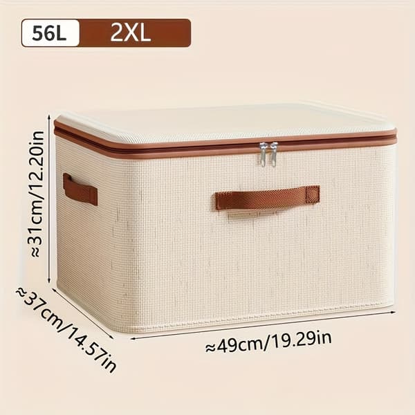 Foldable Under Bed Storage Box with Lid - Fabric Organizer for Clothes and Bedding 【Beige】 2XL 2XL 【Beige】