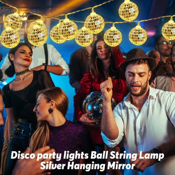 10-pack LED Disco Ball, 150CM Hanging Moroccan String Lights Silver LED Christmas Lamp for indoor use