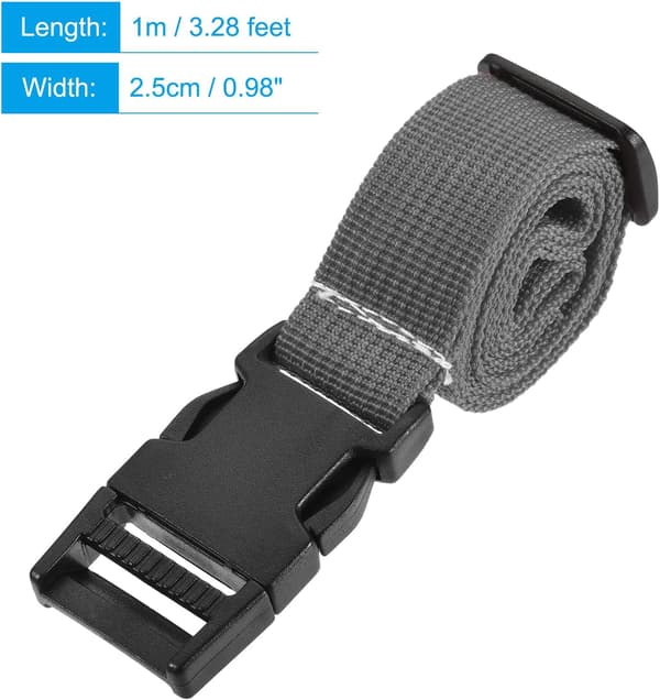 Brugsrem med spænde 1x40 tommer polyester hurtigudløser justerbart bælte til rejser udendørs taske bagagepakning (grå) grå