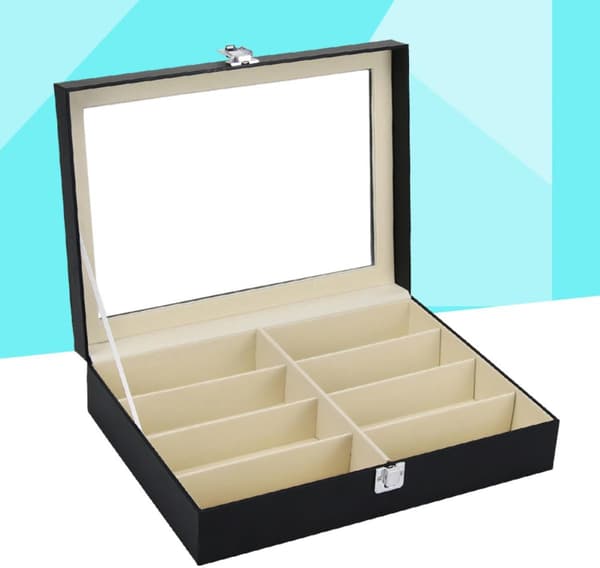 Slot Brille Opbevaringsboks Display Case Organizer PU Læder