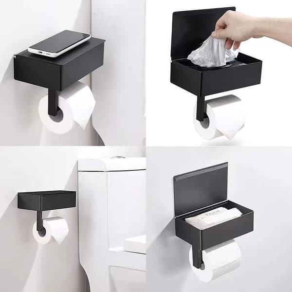 Toiletpapirholder med hylder - Dispenser til vådservietter og opbevaring