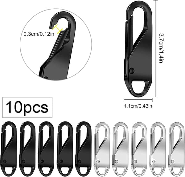 Metal Zipper Replacement, 10-pack, Replace Zipper Pulls, Zipper Slider