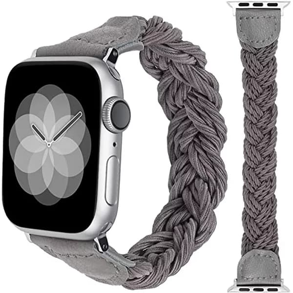 Grey, woven 38mm 40mm 41mm elastic strap iWatch series SE/8/7
