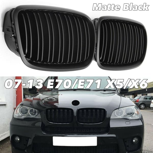 Sort Frontkofanger Dobbelt Lamel Front Nyre Grill Gitter Til- X5 X6 E70 E71 2007-2014