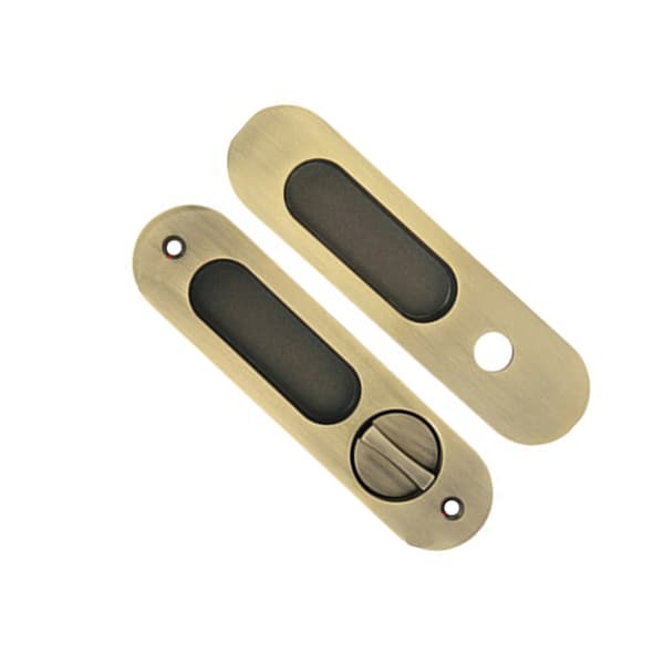 Flush Sliding Door Handle Set - Embedded Lock Body Handle for Interior Doors Bronze Bronze 546