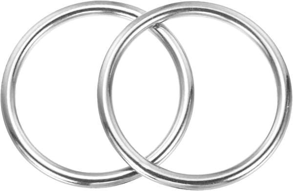 Svejsede runde metalringe, sølvringspænder, hardwaretaskeringe i rustfrit stål til nøgleringe, hundehalsbånd 2 1/2\" size_name fit for 4 Batteries