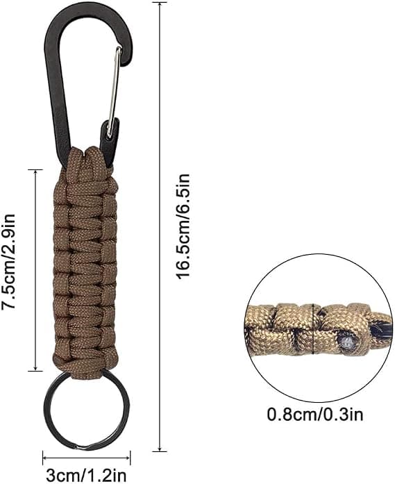5-pack Paracord nyckelring med karbinhake, flätat snöre för nyckel