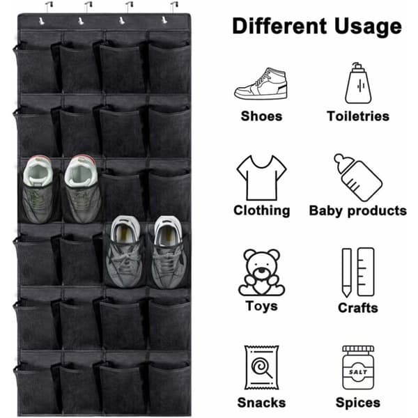 Skohylde hængende organizer Mesh størrelse 24 (sort, 150,55 cm)