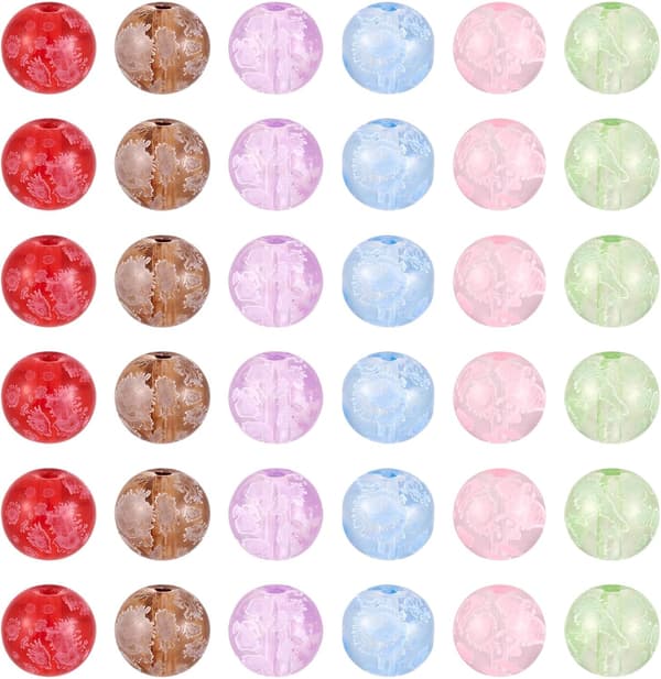 180 st handgjorda snöflinga transparenta lampwork runda pärlor 10 mm
