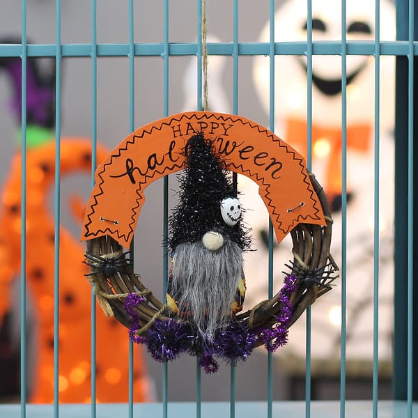 1 stk (1) Halloweenkrans 20 cm, Halloweenpynt til ophæng, Smal