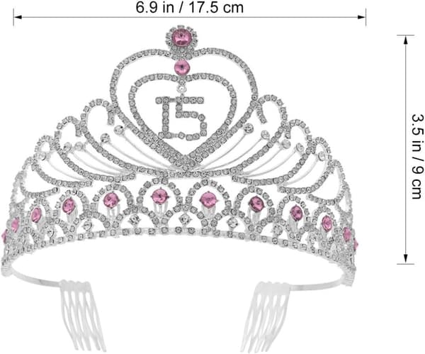 Rosa bursdagstiara krone med rhinsteiner til Sweet 15-fest