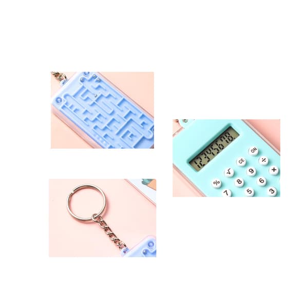 3-pack Mini Calculator, Cute Maze Keychain Calculator, 8-Digit Display Small Basic Fully Functional Calculators