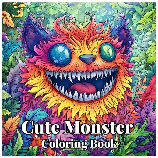 Malebog til børn 24 sider 20×20 cm – Cute Monsters Coloring Book med søde monstre