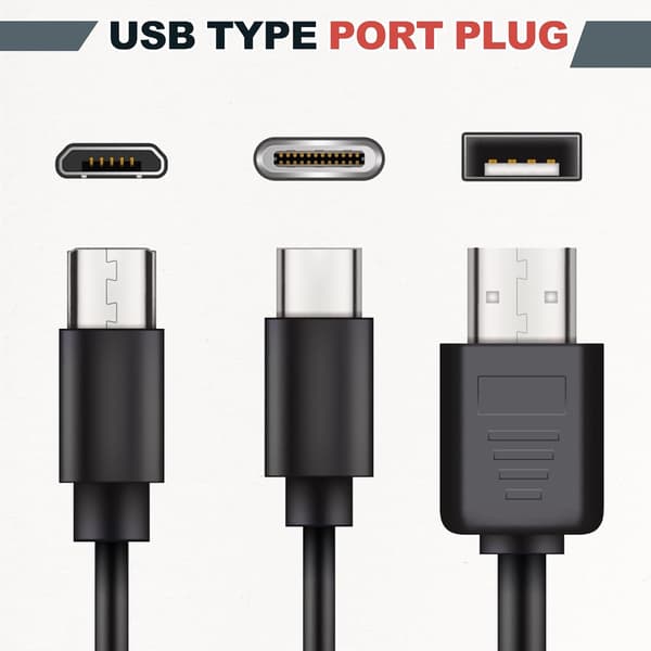 Monikäyttöinen USB A - 2 Type C -jakajakaapeli, latauskaapeli, musta, 8 tuumaa size_name 4.9ft
