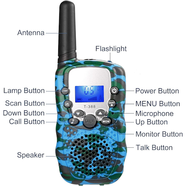 Walkie-talkies för barn, 3 km räckvidd