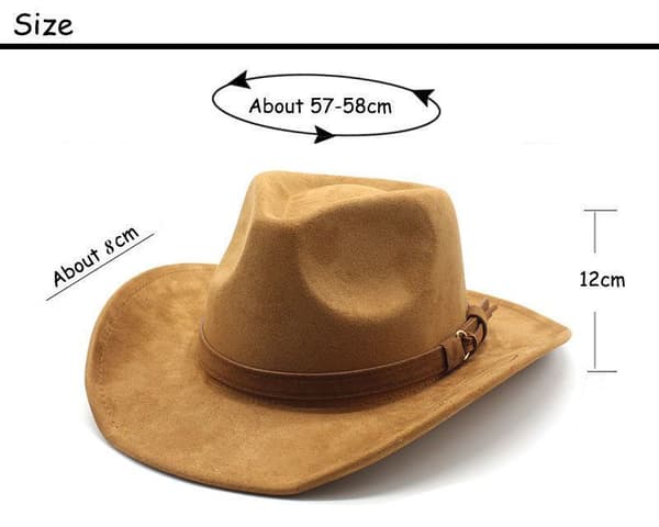 Tweed Hatt Semsket Western Cowboy Bowler Hatt - Kamel