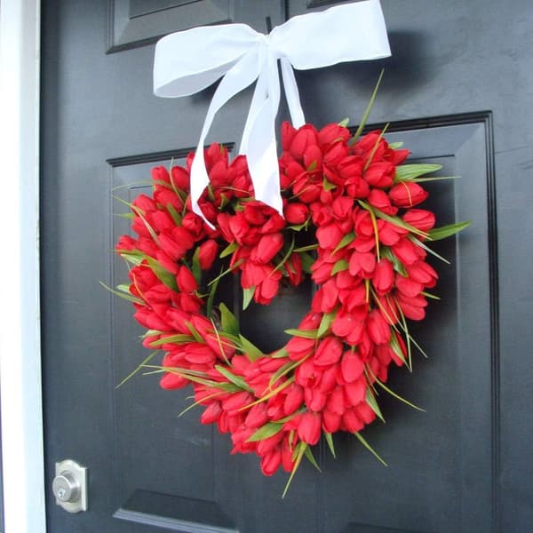 Set of 10, Red Artificial Tulips, Artificial Flowers, Late