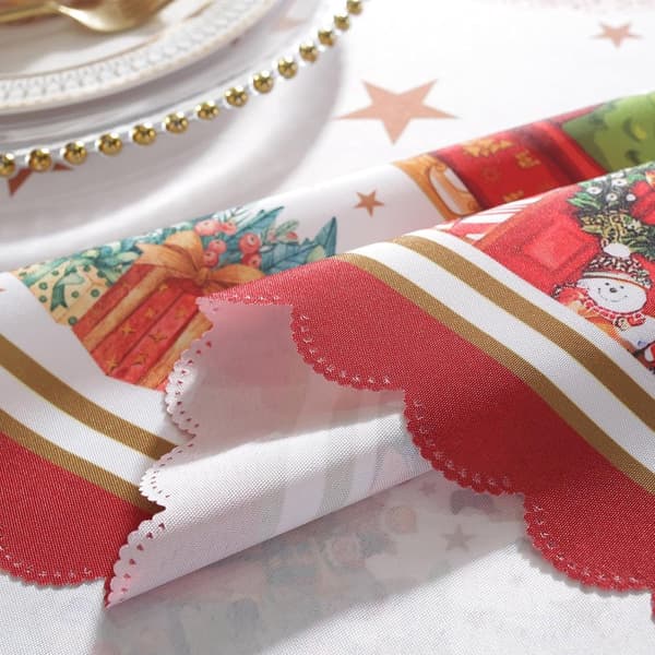 Christmas Tablecloth, 1 Piece, 150x180 cm, Waterproof, for Rectangular Table, Elk Decoration