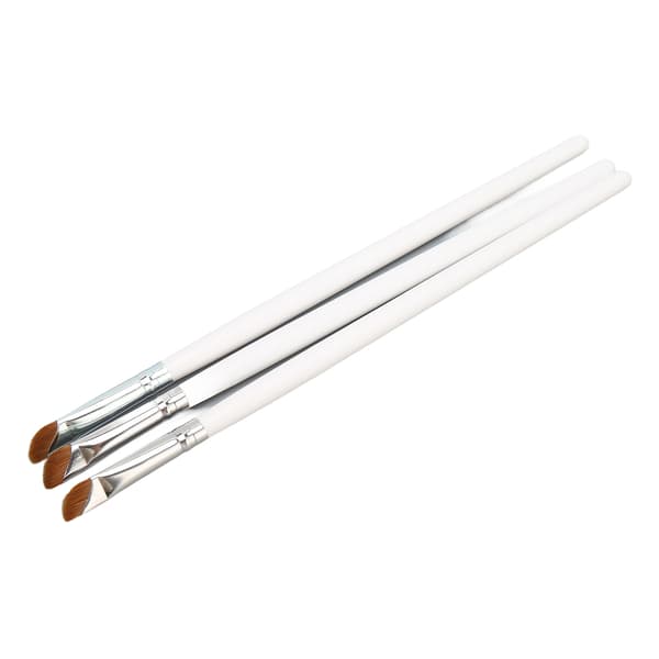 3-pack Angled Eyeliner Brush Ultra Fine Slanted Cut Makeup Brush with Comfortable Grip White