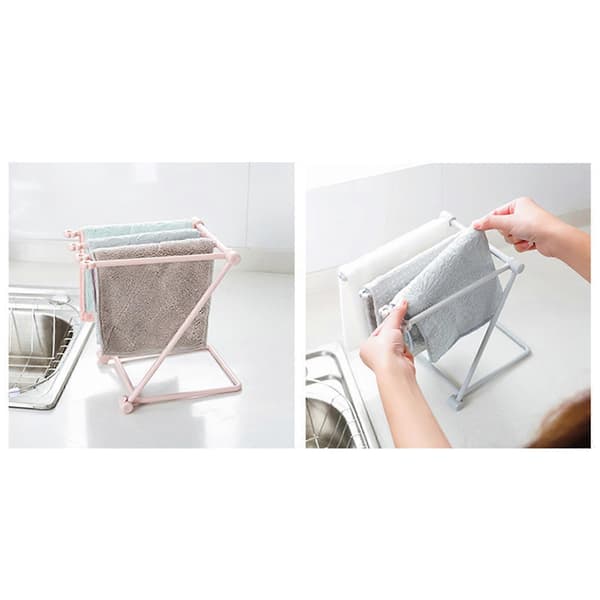 Dishcloth Holder Foldable Towel Rack Vertical Dishcloth Storage Rack for Kitchen (FMY)