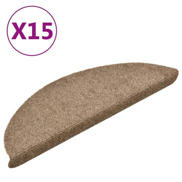 Selvklebende trappematter 15 stk 56x17x3 cm beige halvsirkelformet