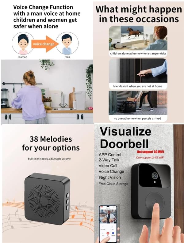 Video Doorbell Motion Detection White Lithium Battery and 1080p Auto Capture Cloud Playback