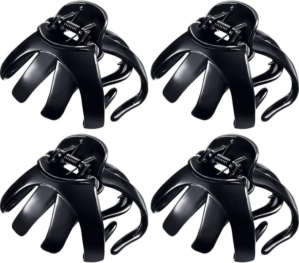 4 store blækspruttehårklemmer (sort, 8 cm) skridsikre edderkoppehårnåle Octo