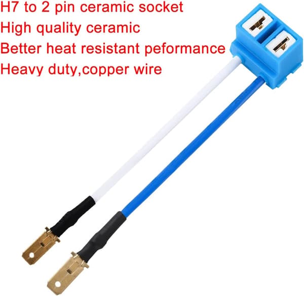 2 stk H7 frontlyspære rettvinklet keramisk sokkelkontaktadapter