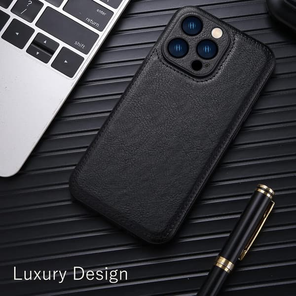 Max Case Læder kompatibel iPhone 15 Pro, Vintage Klassisk PU-læder