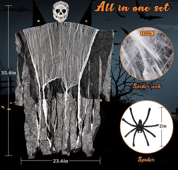 Halloween Hanging Skulls for Haunted Houses and Spooky Decorations Black