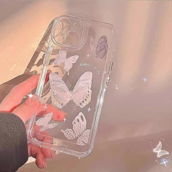 iPhone 12 Deksel med Sommerfugldesign - Stilig Glitterdeksel for Kvinner & Tenåringer [JUN]