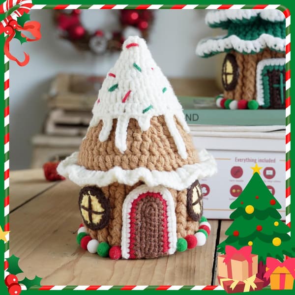 Hæklesæt til begyndere voksne DIY hæklesæt jul hæklegarn, hæklenål, fyld, trin-for-trin instruktion og video tutorial