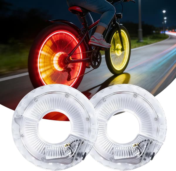 2 stk LED-eiker til sykkel, LED-navlys, LED-navlys til barnescooter, LED-hjulbelysning til sykkel