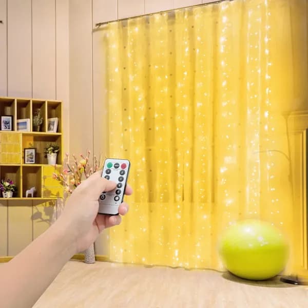 (pow yeah!) 3 x 2 m Curtain, LED light string, IP65 Waterproof, Light string (200 LED, warm white)