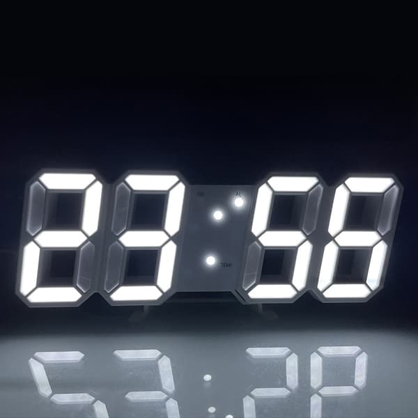 3D LED Digital Vægur, Dæmpbar Natlampe, USB Genopladelig