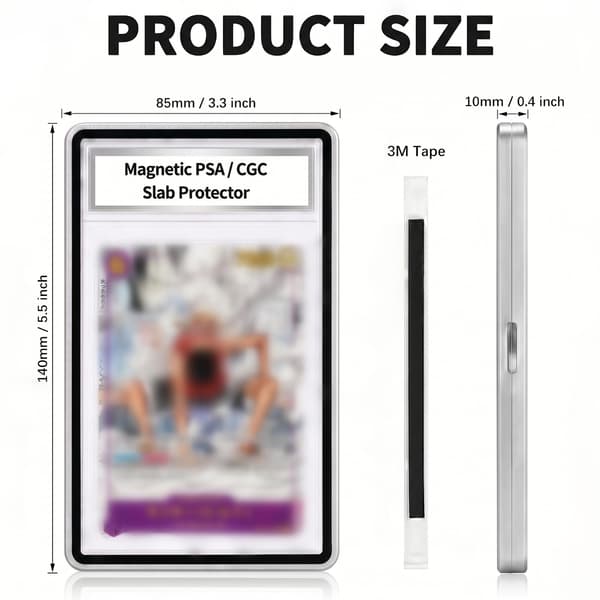 Magnetisk PSA CGC Aluminium Slab Protector, UV-glas, 9-punktslås, Silver Silver
