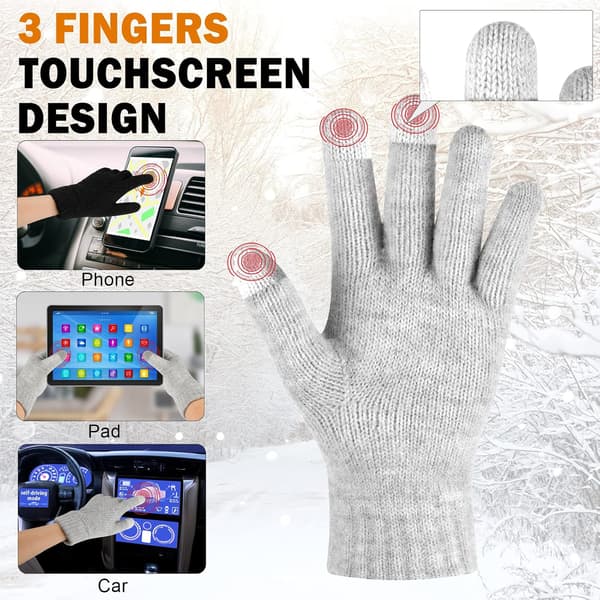 2-3 par vinterhandsker til kvinder, touchscreen, varme damehandsker til koldt vejr, sort1, grå1-tyk - Black1，grey1-thick