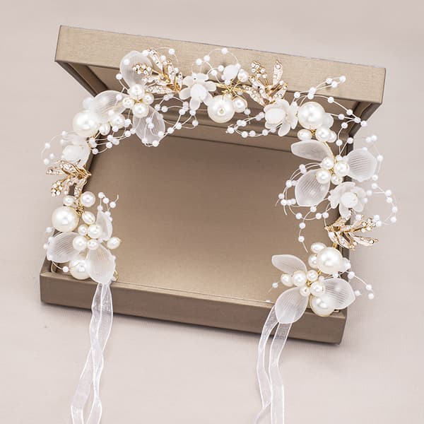 1 stk blomsterdiadem hodebånd blomsterkrone hår barn brud fl