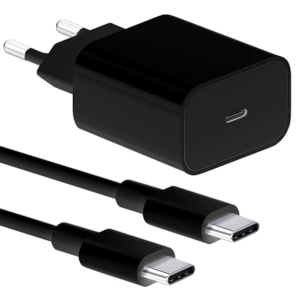 2-pak - Oplader til Samsung 25W - Adapter+Kabel USB-C Hurtigoplader Sort