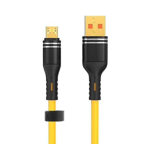 USB till Micro USB Flytande Silikon Laddningsdatakabel, Längd: 1,2m Gul Yellow