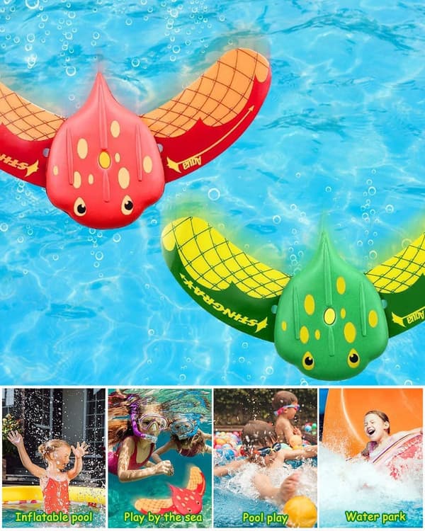2 stk. undervandsglidere, swimmingpoollegetøj, dykkerlegetøj, poollegetøj, tryk den bare ned under vandoverfladen, så bevæger den sig