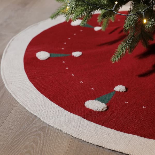 Lilla rød 3D frotté julehat træskørt 122cm og tyk Chri