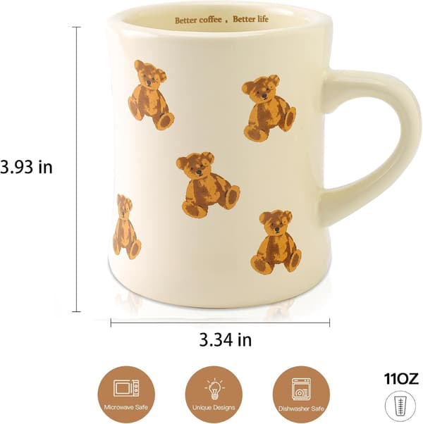 Söt tecknad björnmugg, keramisk kaffekopp för kvinnor och flickor [JUN]