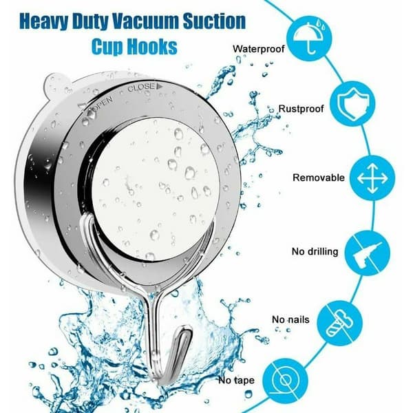 Vacuum Suction Cup Hooks for Bathroom Toilet Kitchen Powerful Towel Hook Shower Robe Hook Stainless Steel (4-pack)