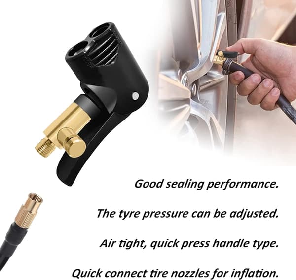 Stykke Bildækventil Adapter Inflator Ventilforbindelse, Messing Inflator Dyse til Bil eller Lastbildæk, Cykel, Motorcykel, Tømte