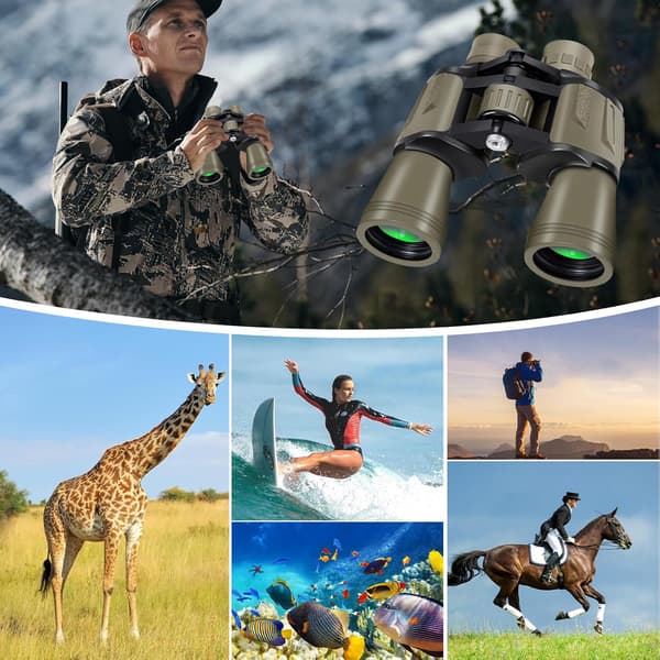 20 x 50 Binoculars for Adults with Smartphone Adapter HD Binoculars with FMC Lens Powerful Large Compact Binoculars