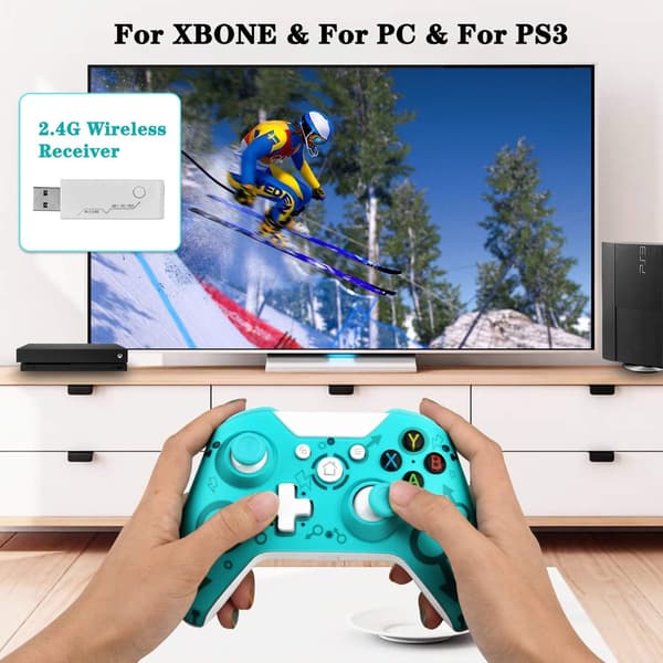 Trådløs controller til Xbox One, uden headset-stik, 2,4 GHz spilcontroller Gamepad kompatibel med Xbox One S/X PC (grøn)