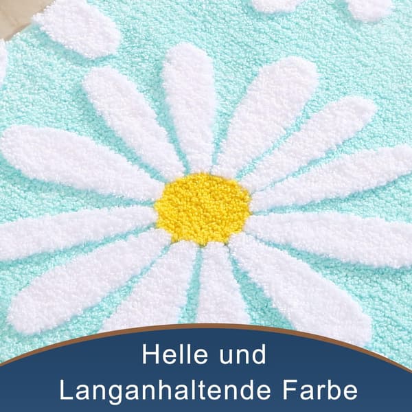 Non-slip Bathroom Mat in Soft Microfiber, Machine Washable, Durable, Super Absorbent, White Floral Pattern - 50 x 80 cm