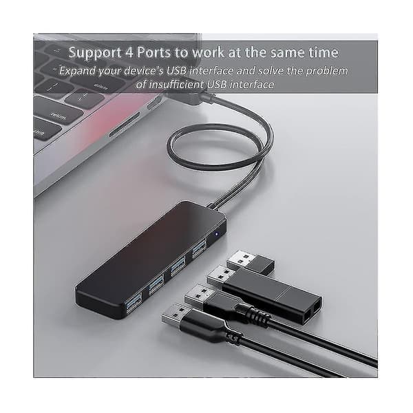 4 Port USB-hub, USB 3.0-hub USB-splitter USB-udvider til bærbar computer, flashdrev, harddisk, konsol, printer