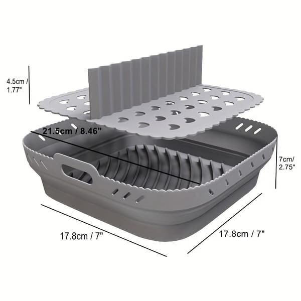 21 cm Air Fryer Silicone Mold with Divider - Reusable Square/Round Baking Accessory Square (Grey) Square (Grey)